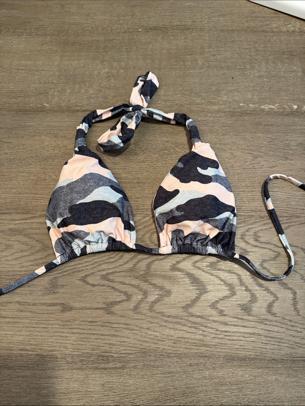 Women's Camouflage Triangle Bikini Top - Pink & Black